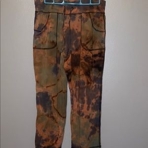Reverse tie dyed capris